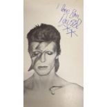 DAVID BOWIE SIGNED PRINT. David Bowie 'Aladdin Sane' fan club insert with 'I love you David XX' in