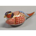 Crown Derby Pheasant paperweight. Gold Stopper.