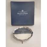 A Mappin & Webb silver salver, boxed.