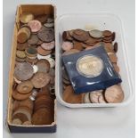 A large quantity of assorted coins.