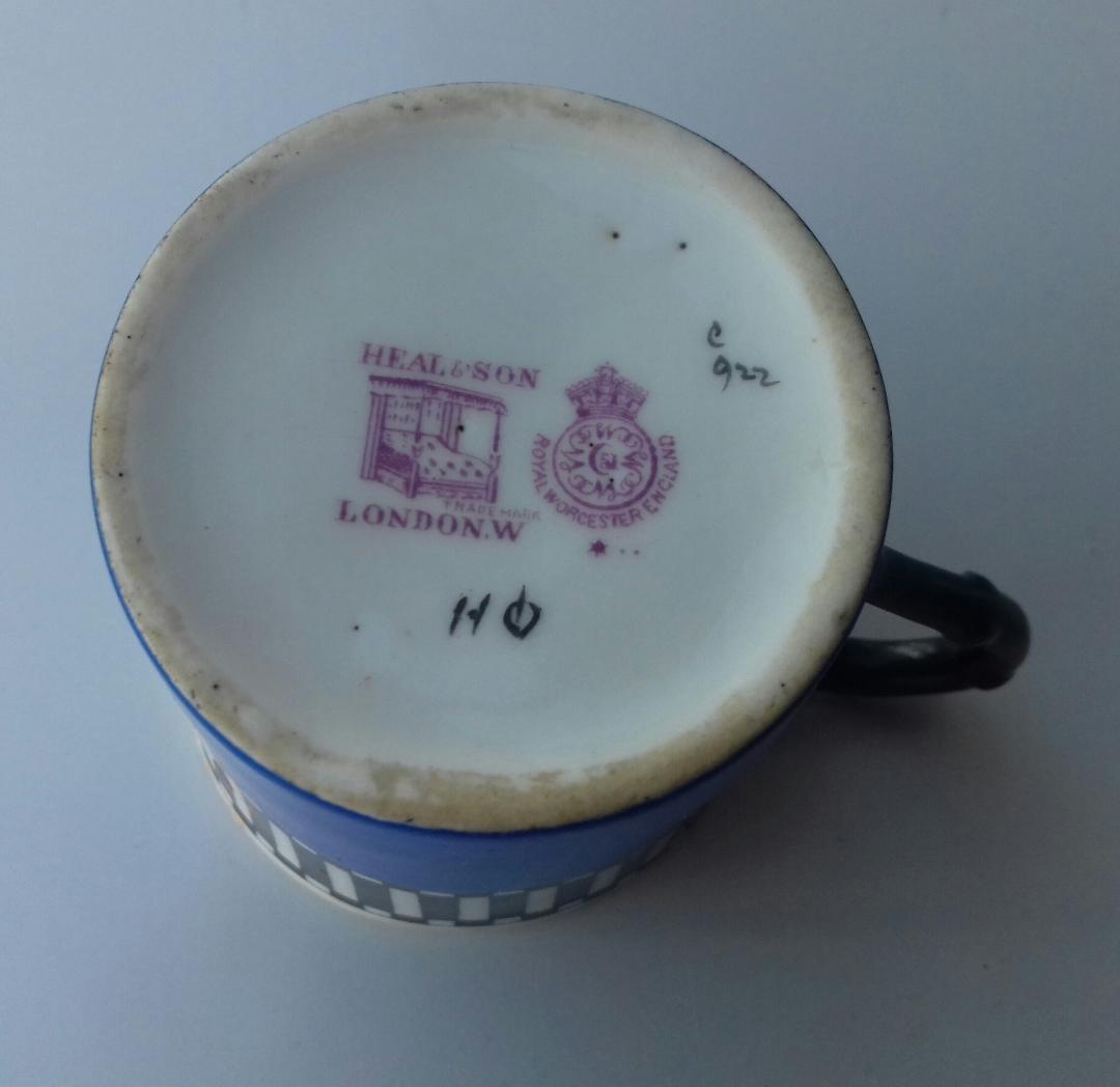Royal Worcester for Heal & Son, London, antique (c1918) bone china demitasse cup, and saucer. See - Image 6 of 16
