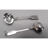 A pair of solid silver matching Victorian ladles, Exeter hallmark.