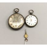 Two silver pocket watches.