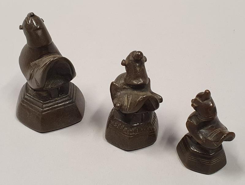 Set of three opium weights. - Image 4 of 6