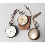 3 silver pocket watches: one skeleton Federal, one hallmarked Birmingham, one fine silver.