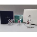 Swarovski Crystal: Kris Bear - with skis 234710, with pink cup cake 5004484, A Rose For You