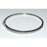 Diamond set 925 silver bangle.