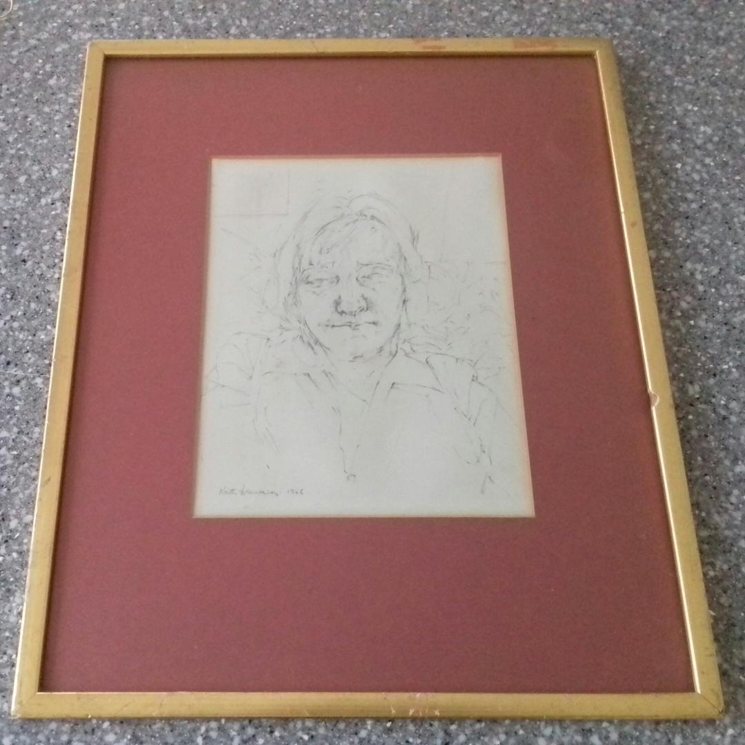 Portrait sketch signed "Keith Dunkley 1965" - framed & glazed 30x36cm. - Image 5 of 8