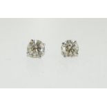 Pair of substantial Diamond stud earrings of 2.75cts,