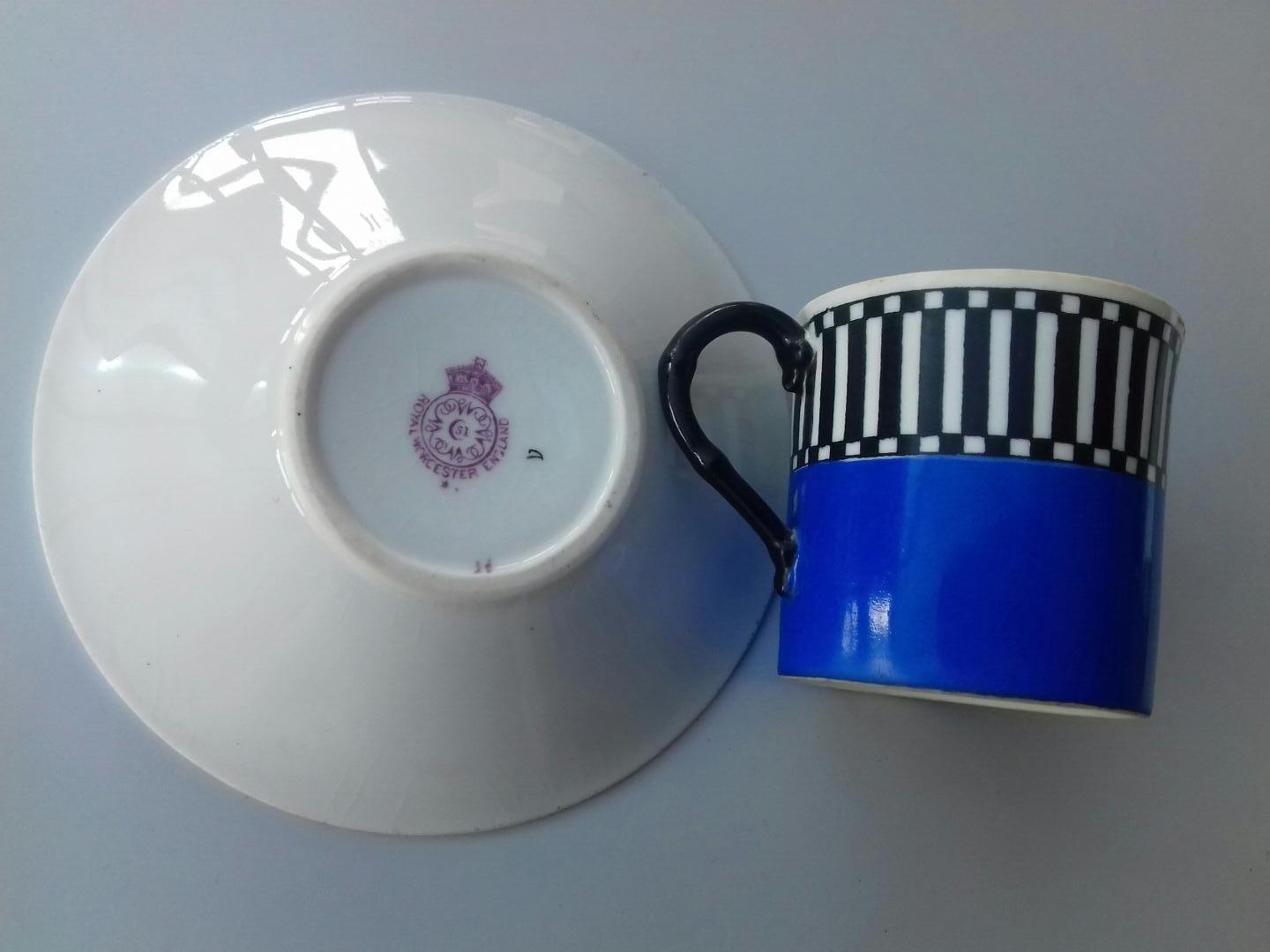 Royal Worcester for Heal & Son, London, antique (c1918) bone china demitasse cup, and saucer. See - Image 9 of 16