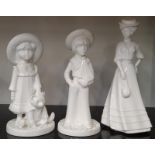 Three Spode figurines: Lily, Elizabeth and Edward.