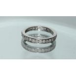 9ct white gold diamond full eternity ring. Size P.