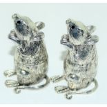 Pair of novelty silver plated condiments in the form of mice.