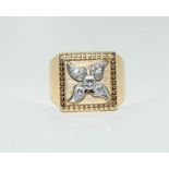 Gent's gold diamond signet ring, approx 1ct, size U.