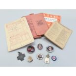 Collection of military and other curios, incl ration books.