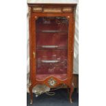 French style Louis IV display cabinet with ormolu mounts and marble top. Approx 73cm wide x 166cm