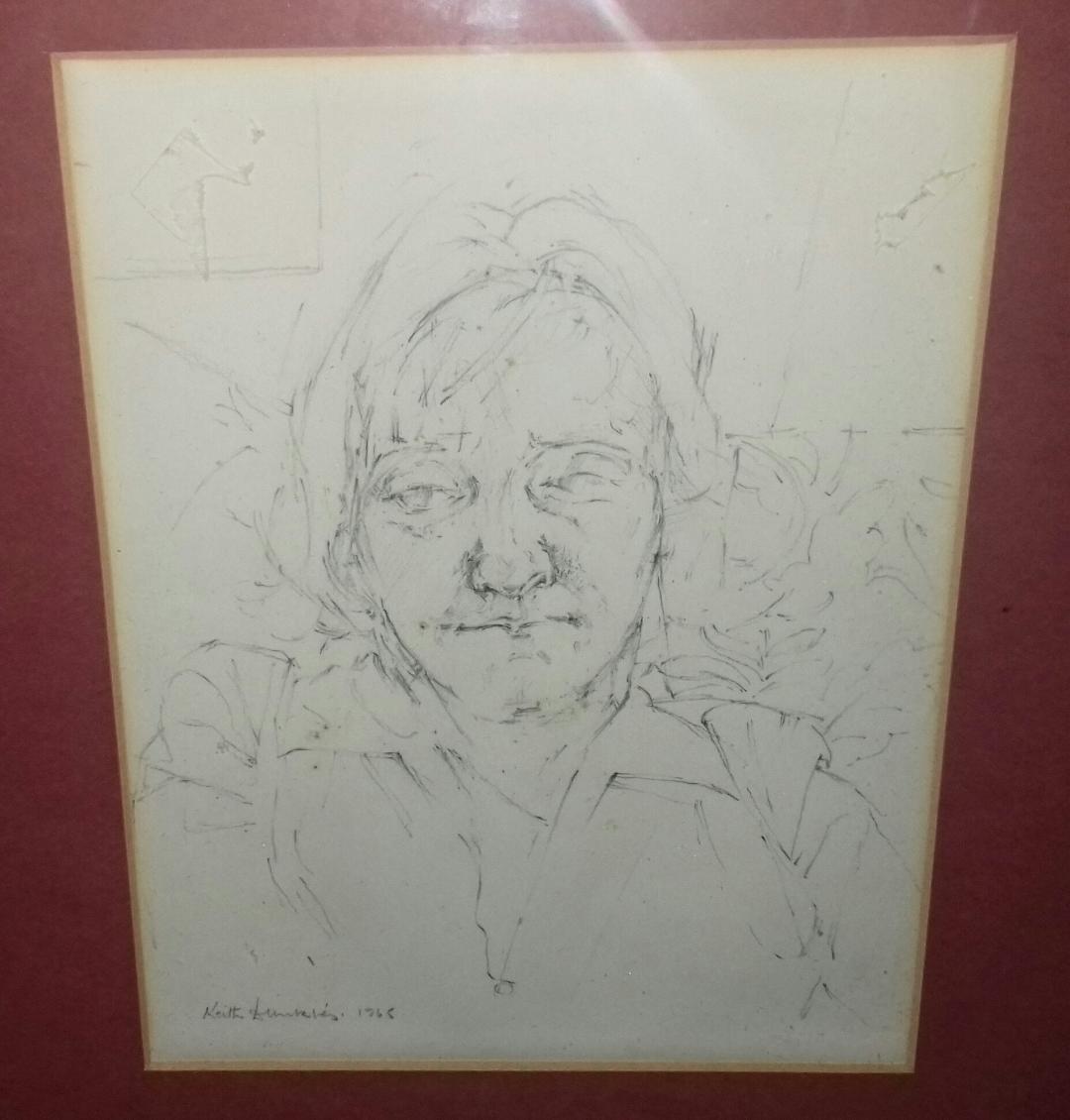 Portrait sketch signed "Keith Dunkley 1965" - framed & glazed 30x36cm.