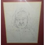 Portrait sketch signed "Keith Dunkley 1965" - framed & glazed 30x36cm.