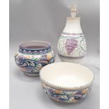Poole Pottery CO pattern jardiniere, together with a similar CO pattern large bowl and 1950s large