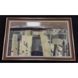 Colin Davies 1963 oil abstract - framed 85x55cm.