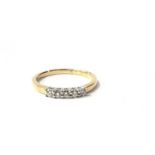 18ct yellow gold five stone diamond ring of 37 points. Size M.