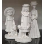 Three Spode figurines: Elizabeth, Charlotte and Alexandra.