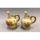 Pair of Royal Worcester blush cream jugs, model No. 29115.