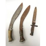 Two kukri knives and a Lee Enfield MK5 No.2 Bayonet.