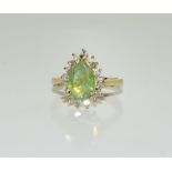 An 18ct gold Pariba Opal and Diamond Ring, Size N.