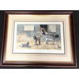 David Shepherd "Happy Home for Donkeys" embossed stamp Limited Edition 446/1000, framed & glazed