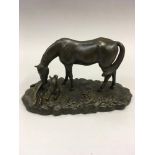 Bronzed figure of a horse, signed and foundry mark.