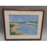 Modern Celia Jayne (Cornwall) oil painting "The Estuary" - framed and glazed 55cm x 45cm.