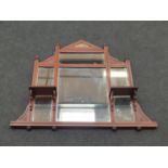 A vintage four section mahogany framed mirror. 79x92cm.