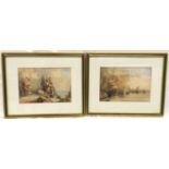 A pair of Berthe Art signed watercolours, exhibited at the Royal Academy: Seascape "Watcombe" and "
