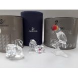 Swarovski Crystal: toucan 234311, bird 840329, swan (3 retired, with boxes).