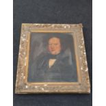 A vintage large gilt framed oil on canvas of a gentleman. 70x80cm.