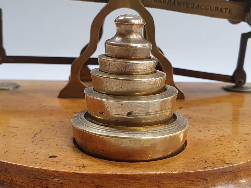 Vintage brass postal scales and weights. - Image 6 of 6