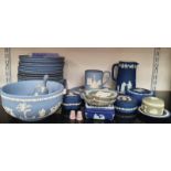 Collection of blue & white, and green, Wedgwood Jasper ware.