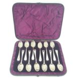12 silver boxed matching Berry spoons - Charles Boyton, London 1883.
