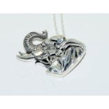 Silver elephant pendant necklace.