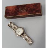 Winegartens London Dennison Aquatite gold watch, with plated strap, in original box.