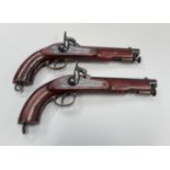 Pair of flintlock percussion service pistols, stamped with crown and Birmingham - fully operational,