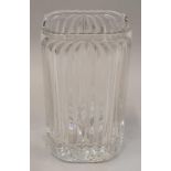 A crystal glass square form vase.