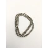 9ct three strand white gold rope bracelet.
