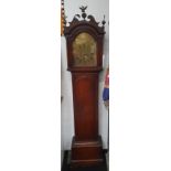Oak cased 8 day chiming long case clock with brass dial. Maker -Thomas Dagleys, Stody.