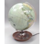 A mid-century 1960s light up spinning globe - JRO Globus (German).