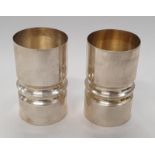 Pair silver H/M tot measures - 285g Birmingham 1971.