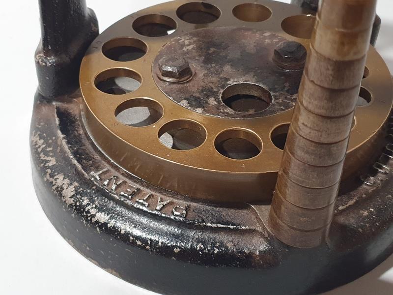 Victorian Pitfolds patent ring sizing machine with painted cast iron wheel. - Image 4 of 4