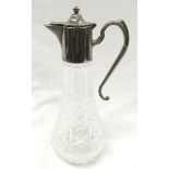 Glass silver plate claret jug.