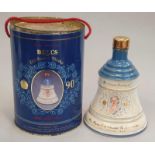 Bell's 1990 Porcelain Wade Decanter to commemorate the 90th Birthday of the Queen Mother. 75cl